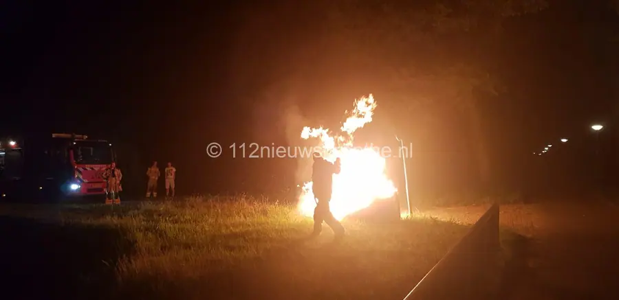 Brand in Dixi aan de Sneeuwuil in Emmen