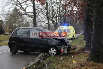 Auto botst op tak in Nieuw Amsterdam — foto 2 van 4
