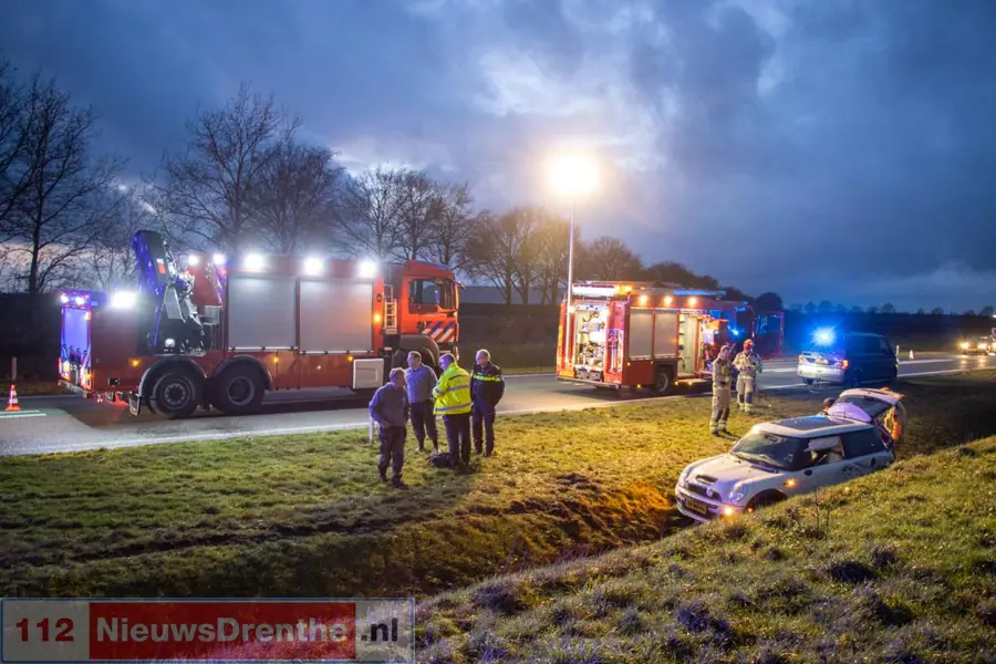 Bestuurder gewond bij ongeval op N34 bij Odoorn