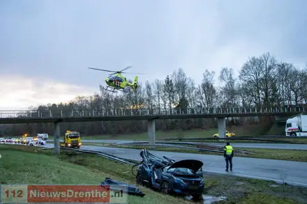Ongeluk op Rondweg in Emmen, twee zwaargewonden — foto 6 van 6