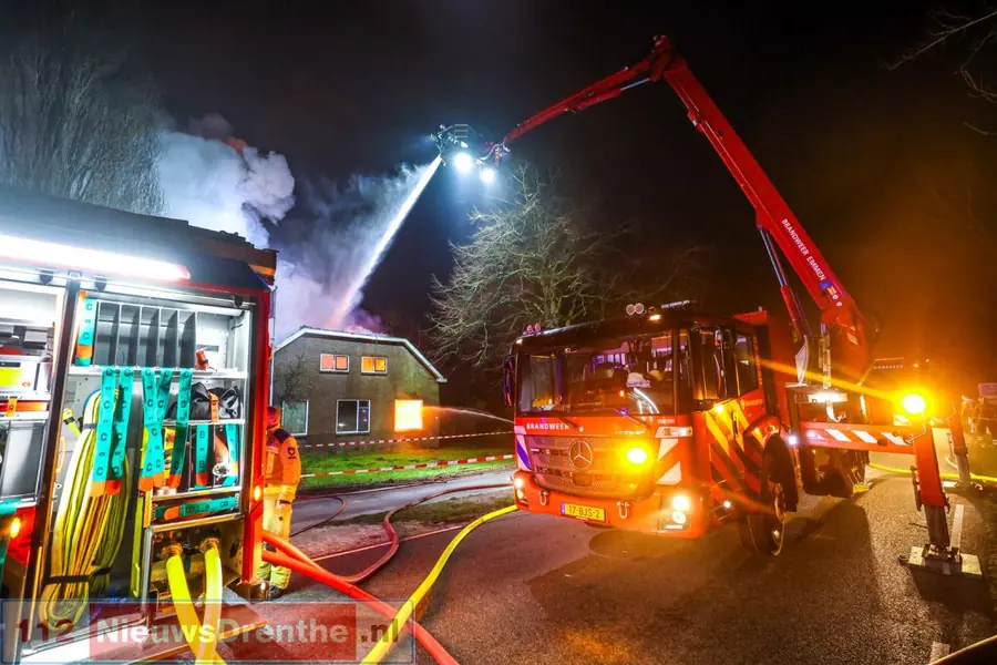 Woning volledig verwoest door uitslaande brand in Barger-Compascuum