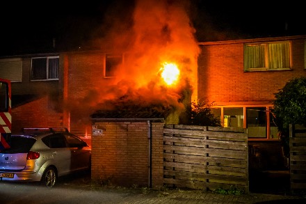 Uitslaande brand in schuurtje bij woning in Emmen — foto 3 van 8