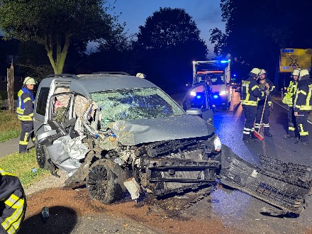 Auto raakt van de weg en botst tegen boom in Duitse Haren — foto 1 van 4